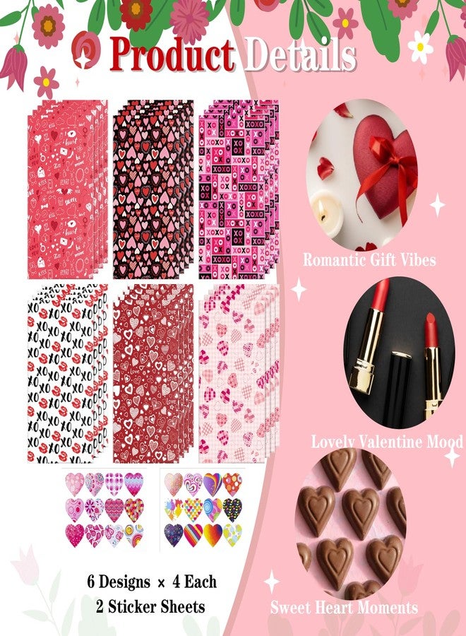 Jaywayang 24Pack Valentine Treat Bags, Small Gift Bags with Stickers, Goodie Mini for Valentine's Day Gifts Wrapping Party Favor. - Image 3